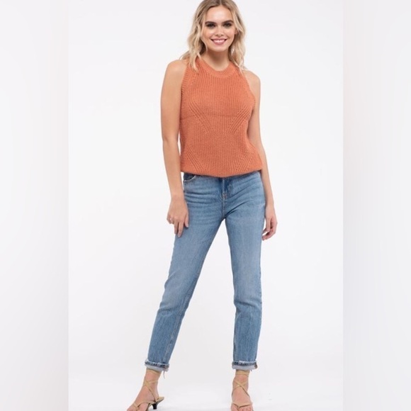 NWT Mine Women’s Knit Sweater Sleeveless Tank Top Sz Small, Sienna Orange - Picture 6 of 11